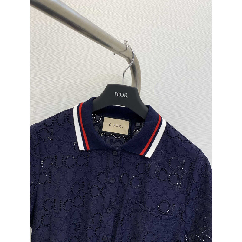 G*u*i cotton lace polo dress blue