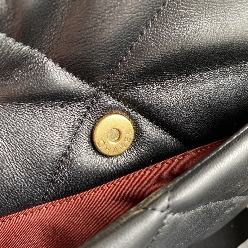 Ch*el 19 black handbag gold