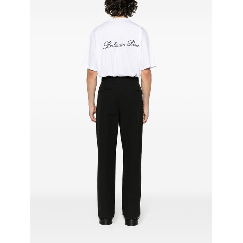 Balmain logo-embroidered cotton T-shirt White