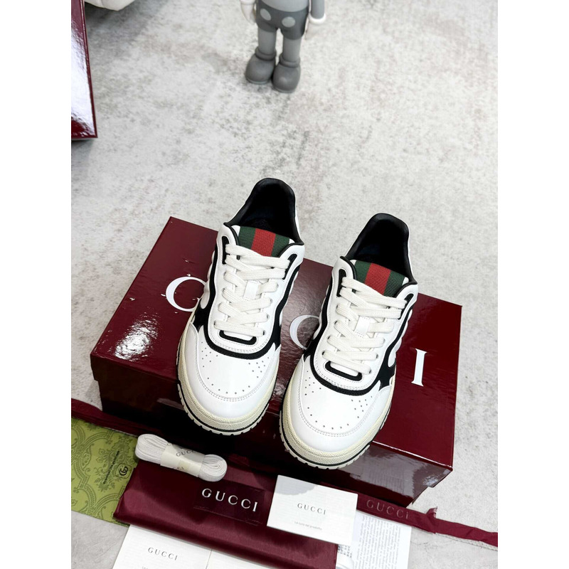 G*u*i re-web sneaker with white and leather piping black