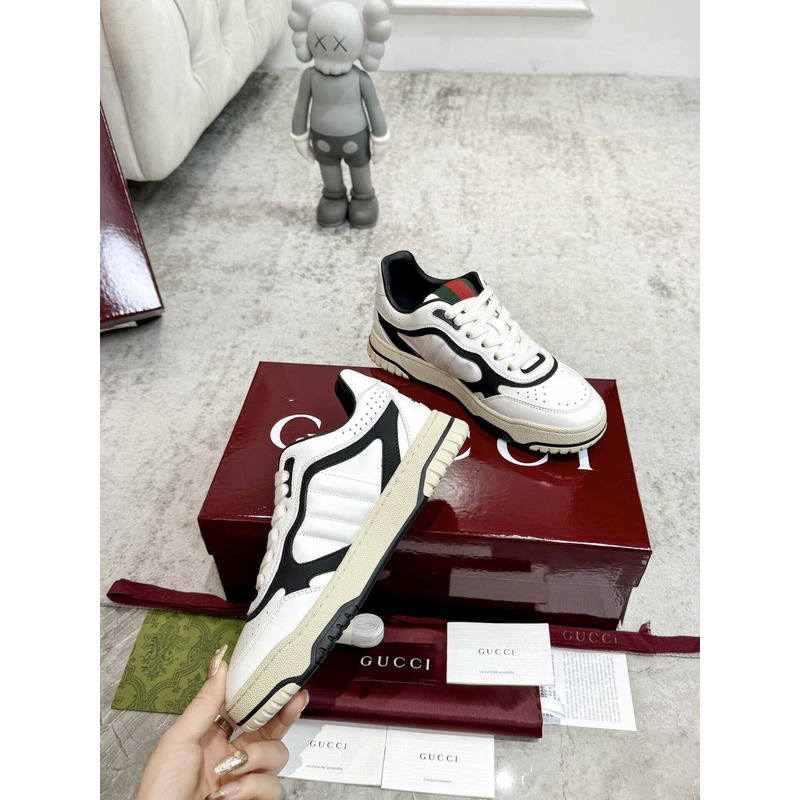 G*u*i re-web sneaker with white and leather piping black