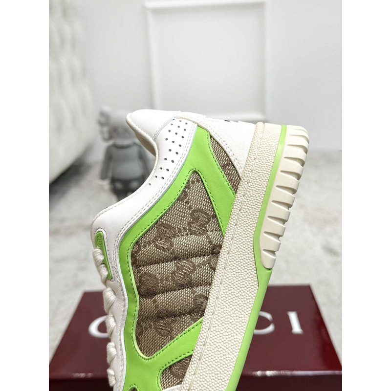 G*u*i re-web sneaker with classic gg canvas and leather fluorescent green
