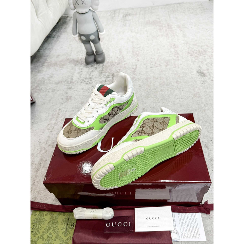G*u*i re-web sneaker with classic gg canvas and leather fluorescent green