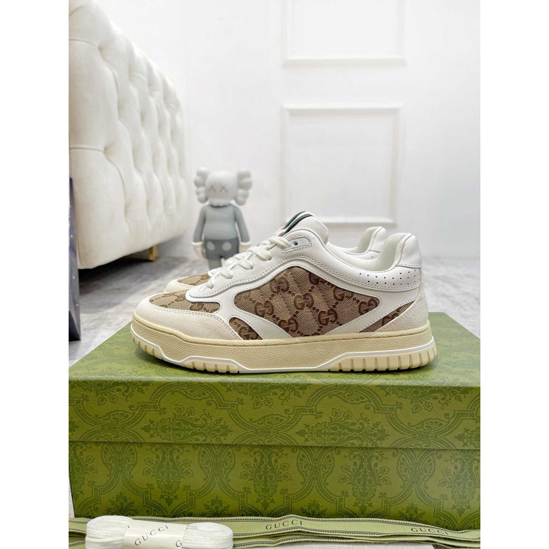 G*u*i re-web sneaker with classic gg canvas and leather white