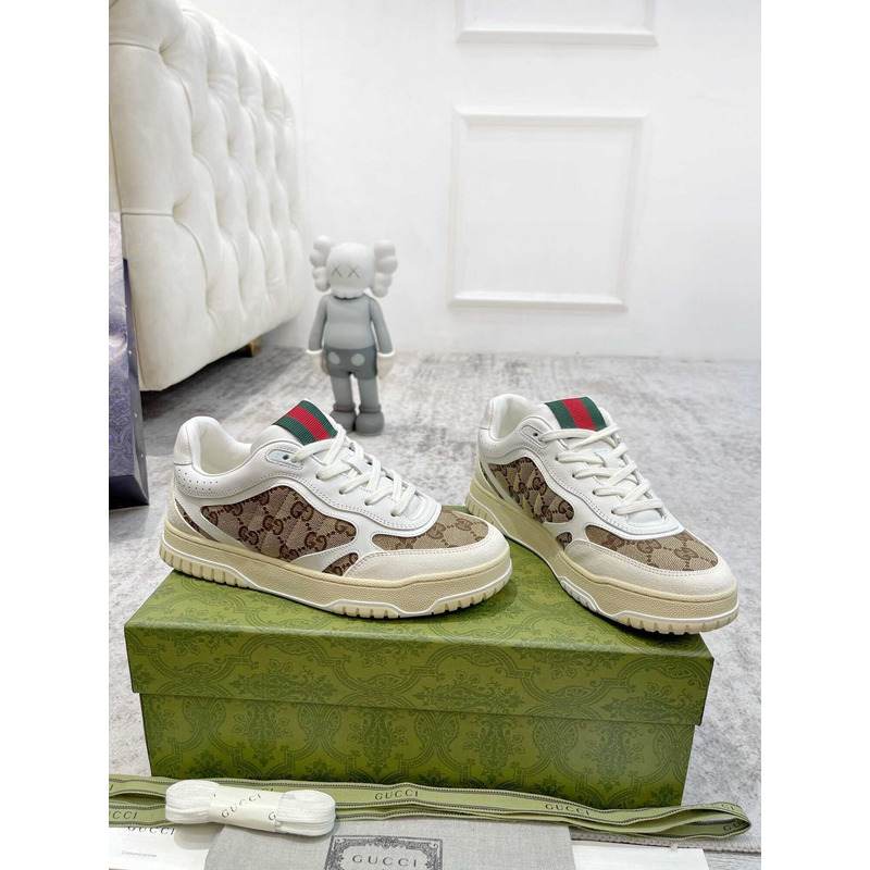 G*u*i re-web sneaker with classic gg canvas and leather white