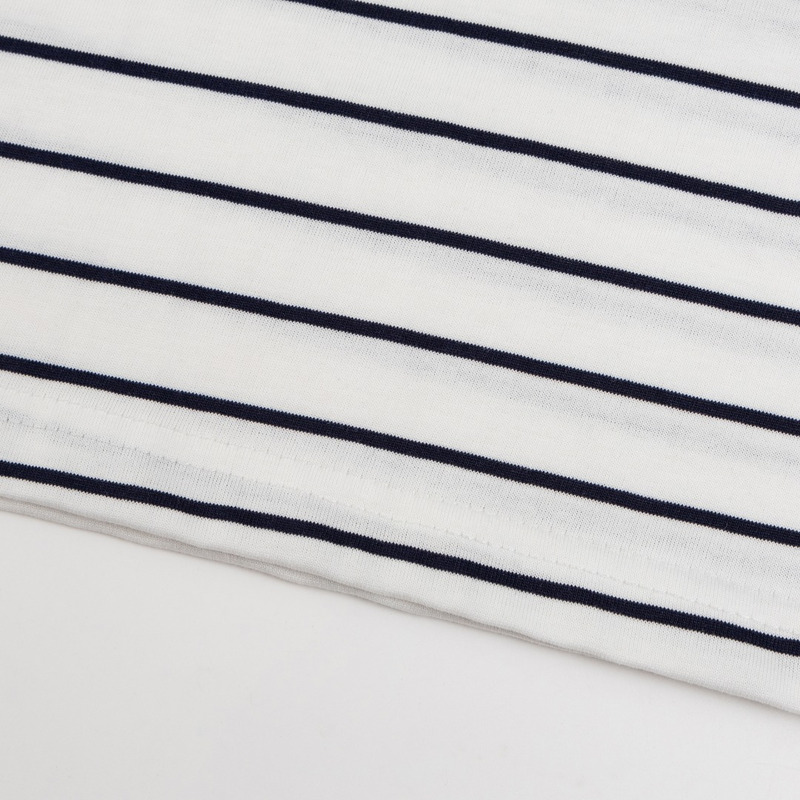 Miu Miu Jersey Polo Shirt Stripes Cotton Black and White