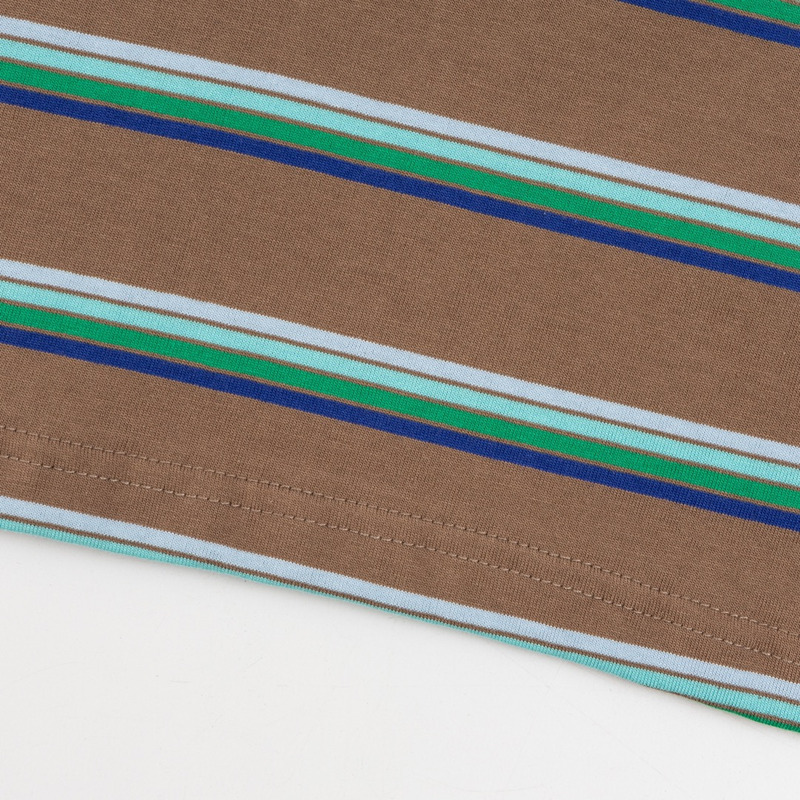 Miu Miu Jersey Polo Shirt Stripes Long-sleeved Cotton Brown