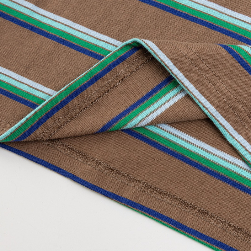 Miu Miu Jersey Polo Shirt Stripes Long-sleeved Cotton Brown