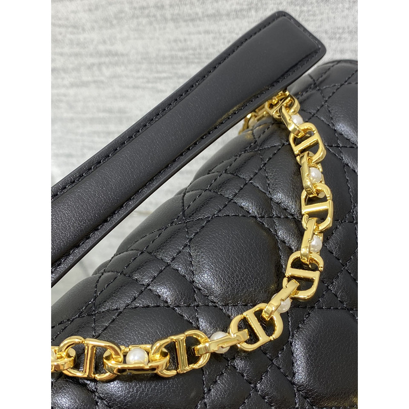 D*or jolie tote small  black cowhide rattan bag