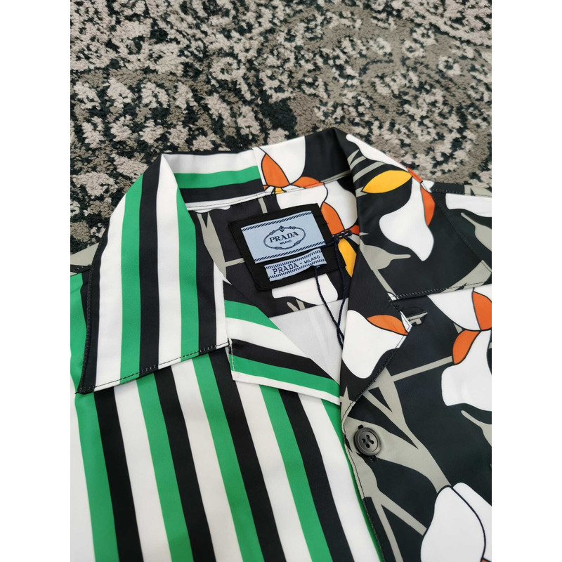 Pra*a double match cotton shirt bicolor