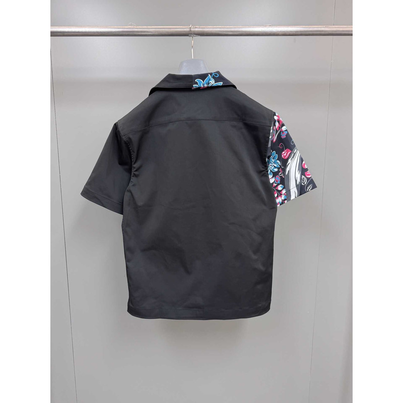 Pra*a double match tropical print shirt bicolor