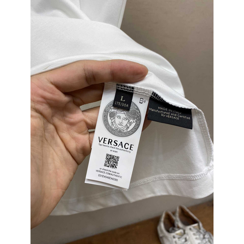 Versace Embroidered University Coral T-shirt White