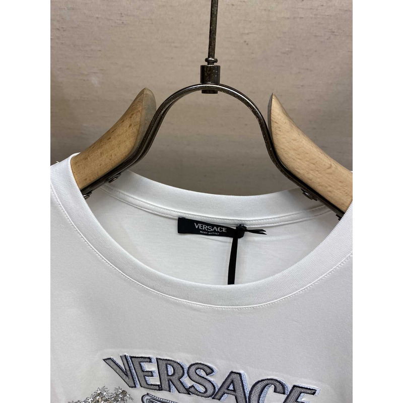 Versace Embroidered University Coral T-shirt White