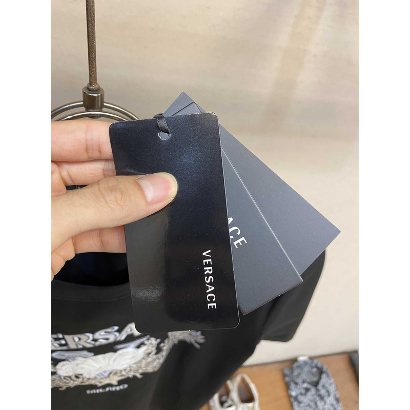 Versace Embroidered University Coral T-shirt Black