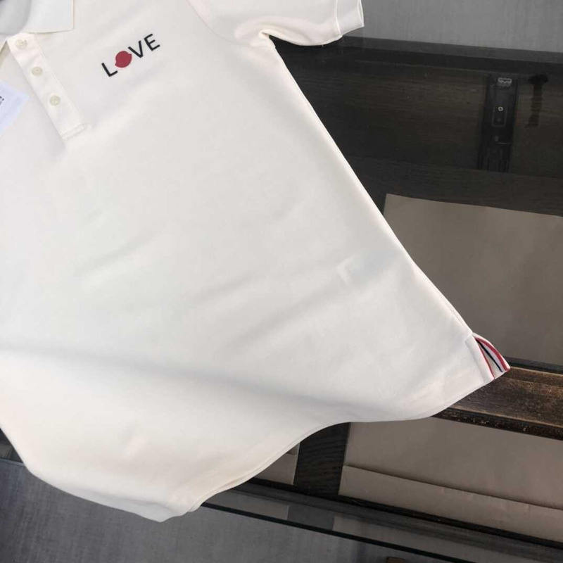 Moncler Love-embroidered Polo Shirt White
