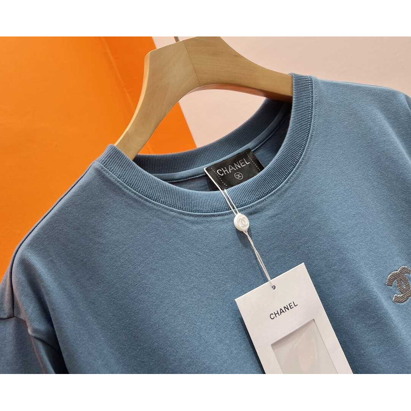 Ch*el cotton t-shirt blue