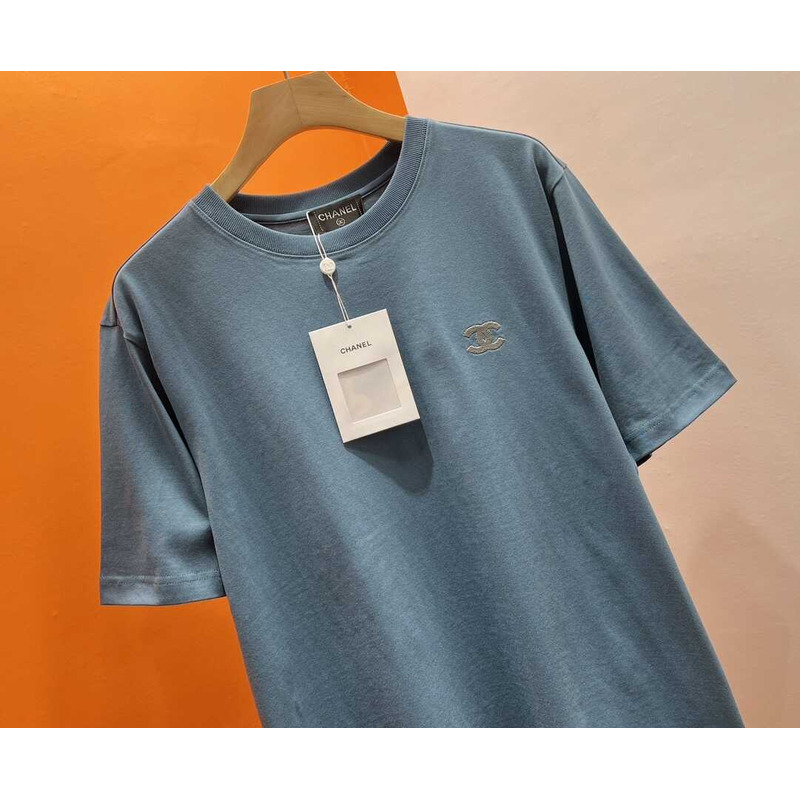 Ch*el cotton t-shirt blue