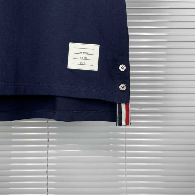 Thom Browne Cotton T-Shirt Navy Blue