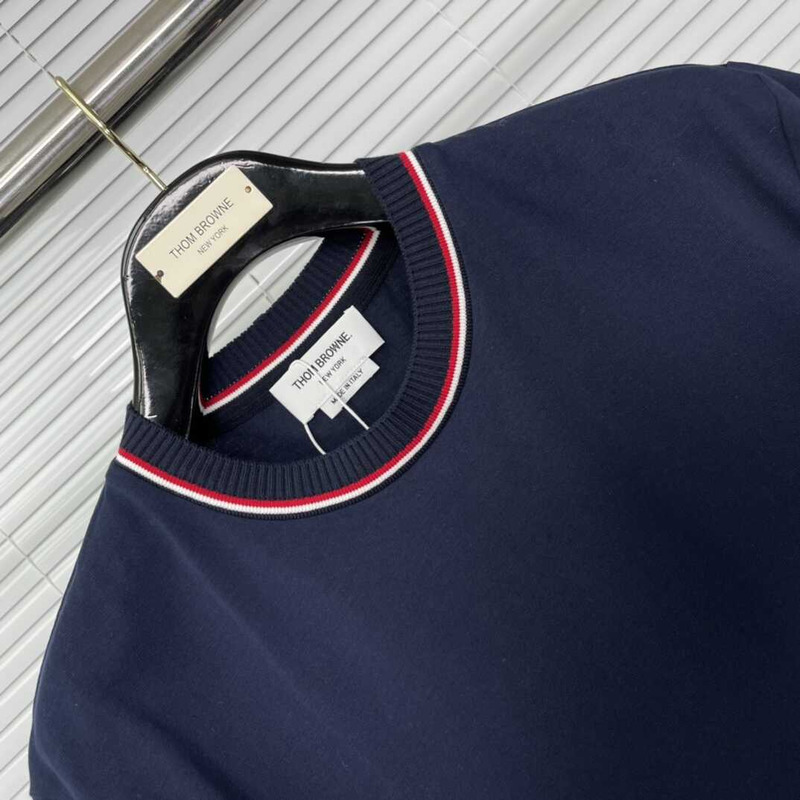 Thom Browne Cotton T-Shirt Navy Blue