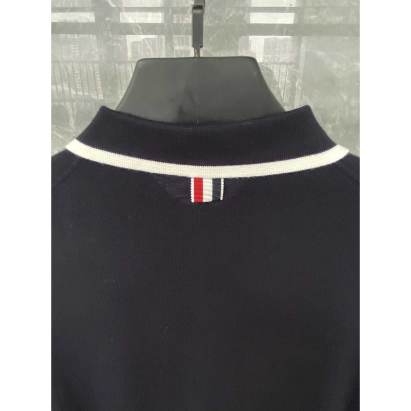 Thom Browne Cotton 4-Bar Short Sleeve Polo Black