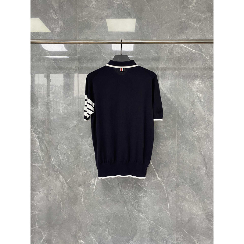 Thom Browne Cotton 4-Bar Short Sleeve Polo Black