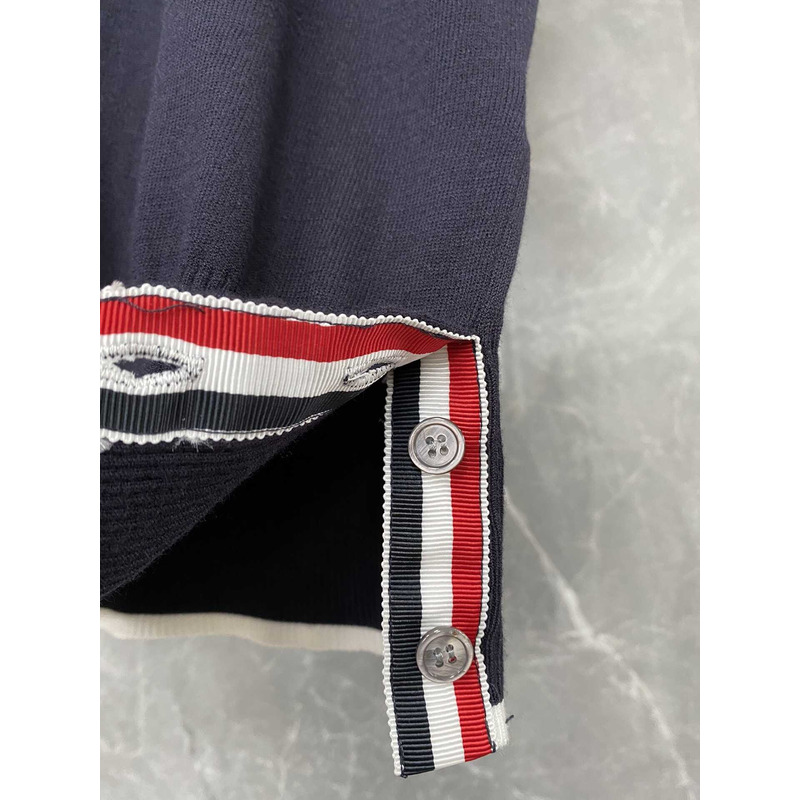 Thom Browne Cotton 4-Bar Short Sleeve Polo Black