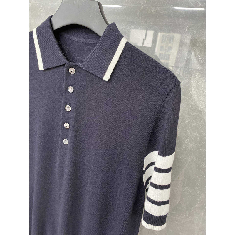 Thom Browne Cotton 4-Bar Short Sleeve Polo Black