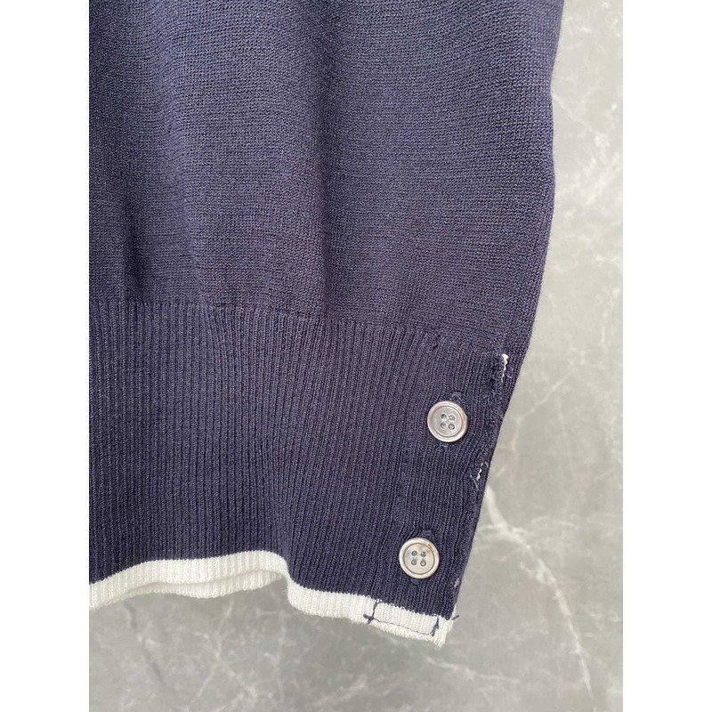 Thom Browne Cotton 4-Bar Short Sleeve Polo Black