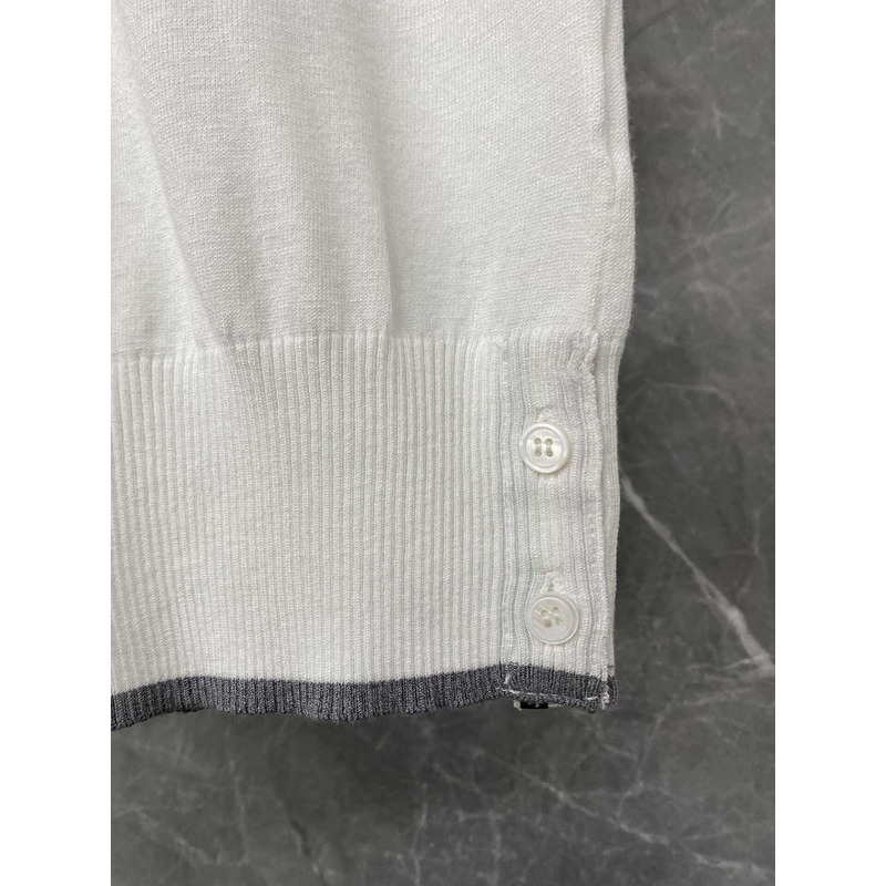 Thom Browne Cotton 4-Bar Short Sleeve Polo White
