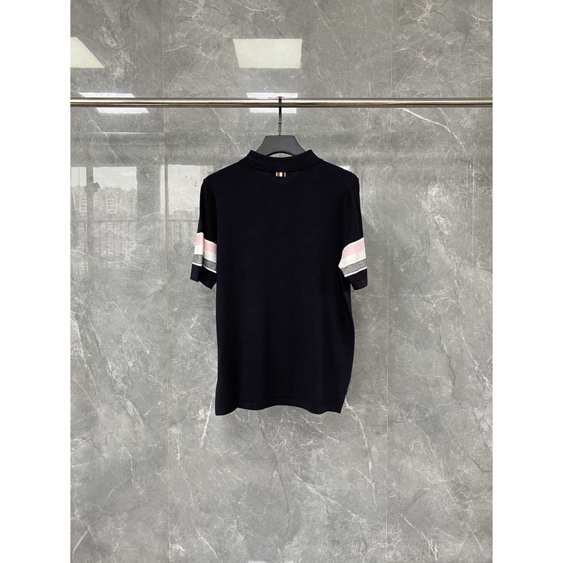 Thom Browne Cotton Short Sleeve Polo Shirt Black