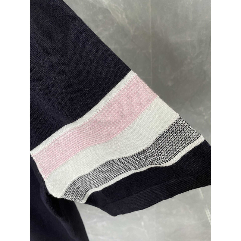 Thom Browne Cotton Short Sleeve Polo Shirt Black