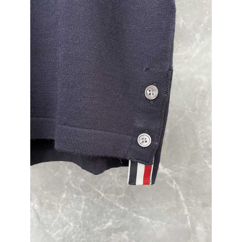Thom Browne Cotton Short Sleeve Polo Shirt Black
