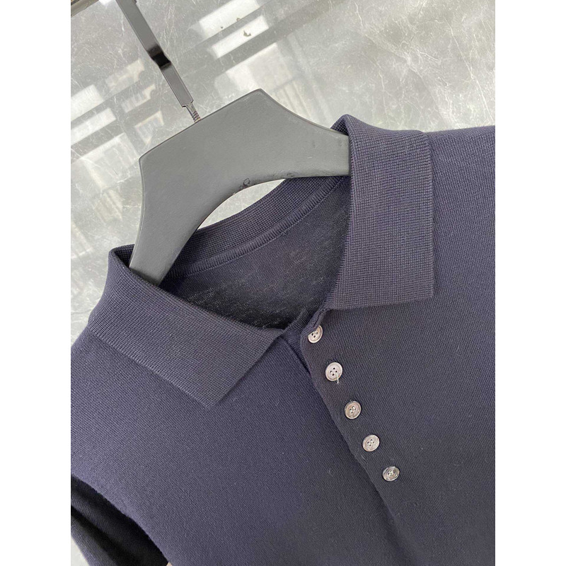 Thom Browne Cotton Short Sleeve Polo Shirt Black