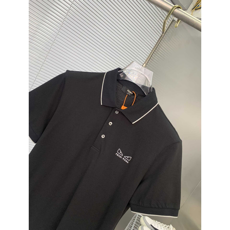 F**di logo printed cotton t-shirt black