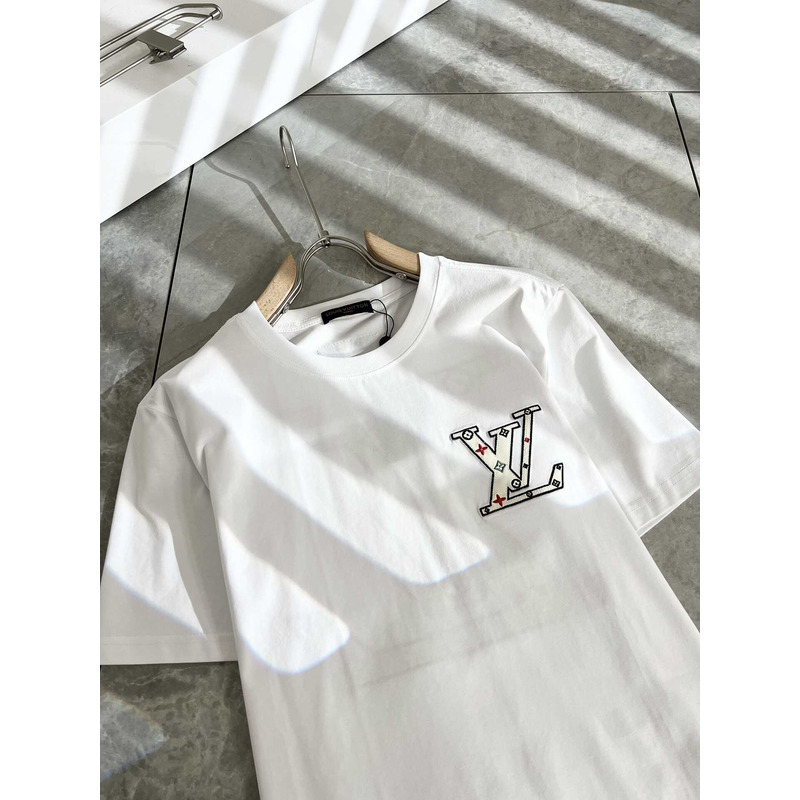 l**is V*t*n logo embroidered t-shirt white
