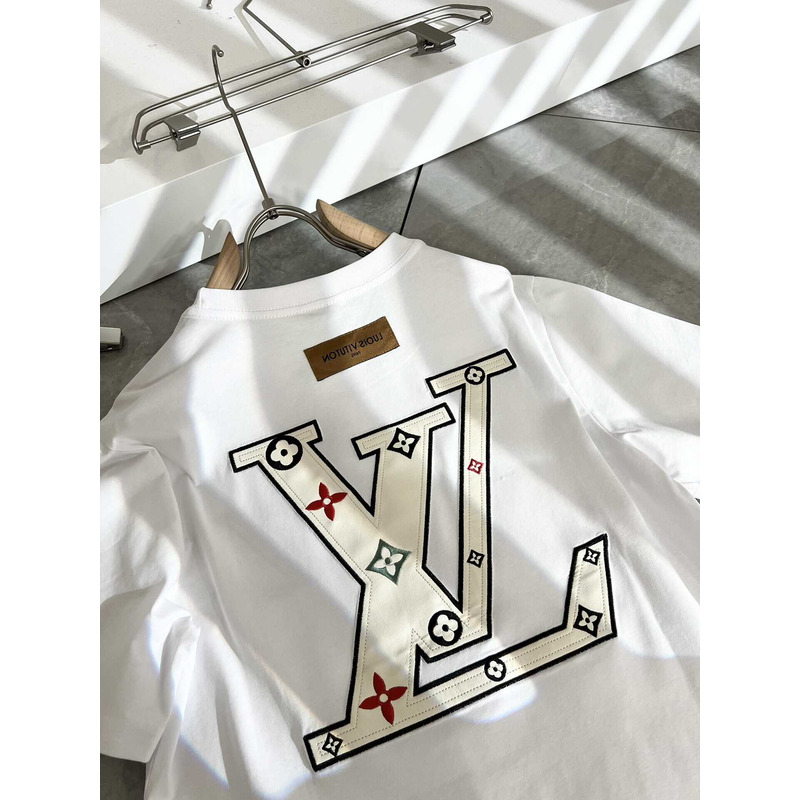 l**is V*t*n logo embroidered t-shirt white