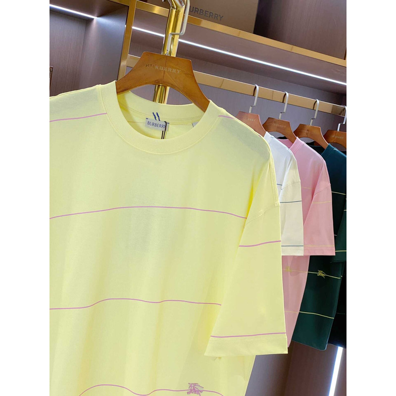 B**rry embroidered t-shirt with diagonal stripes yellow