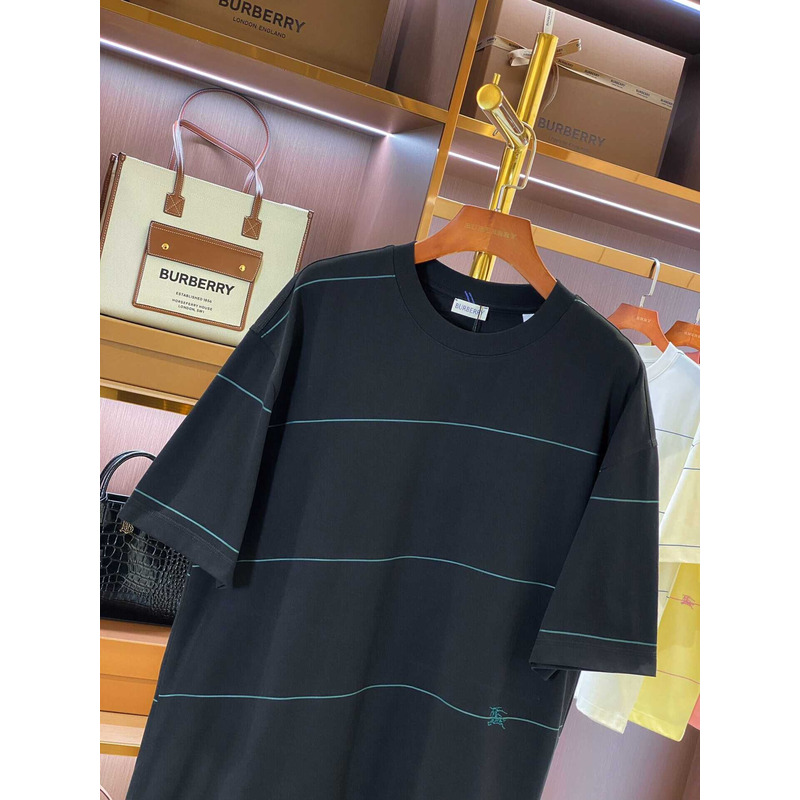 B**rry embroidered t-shirt with diagonal stripes black