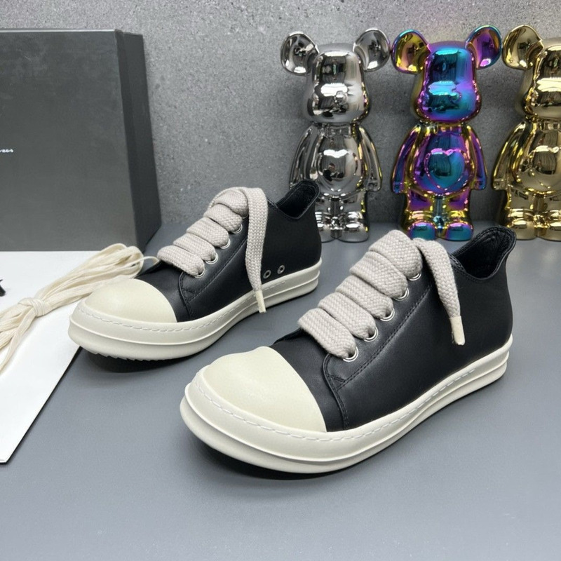 Rick Owens Fogachine Leather Sneakers Black
