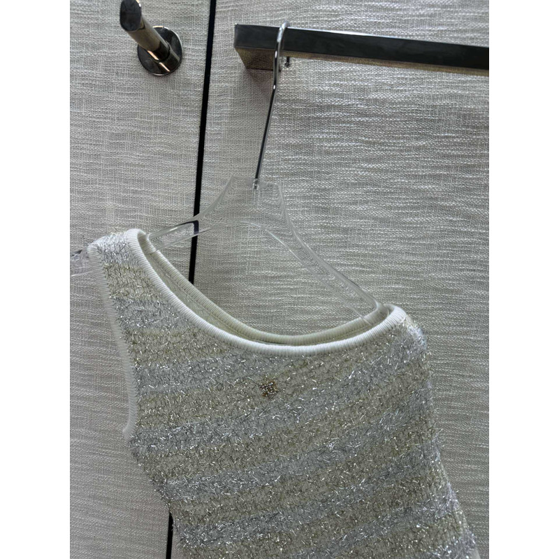 Ch*el logo knitted top grey