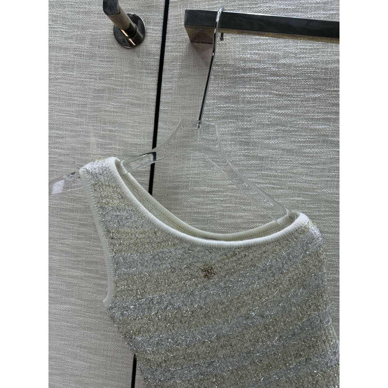 Ch*el logo knitted top grey