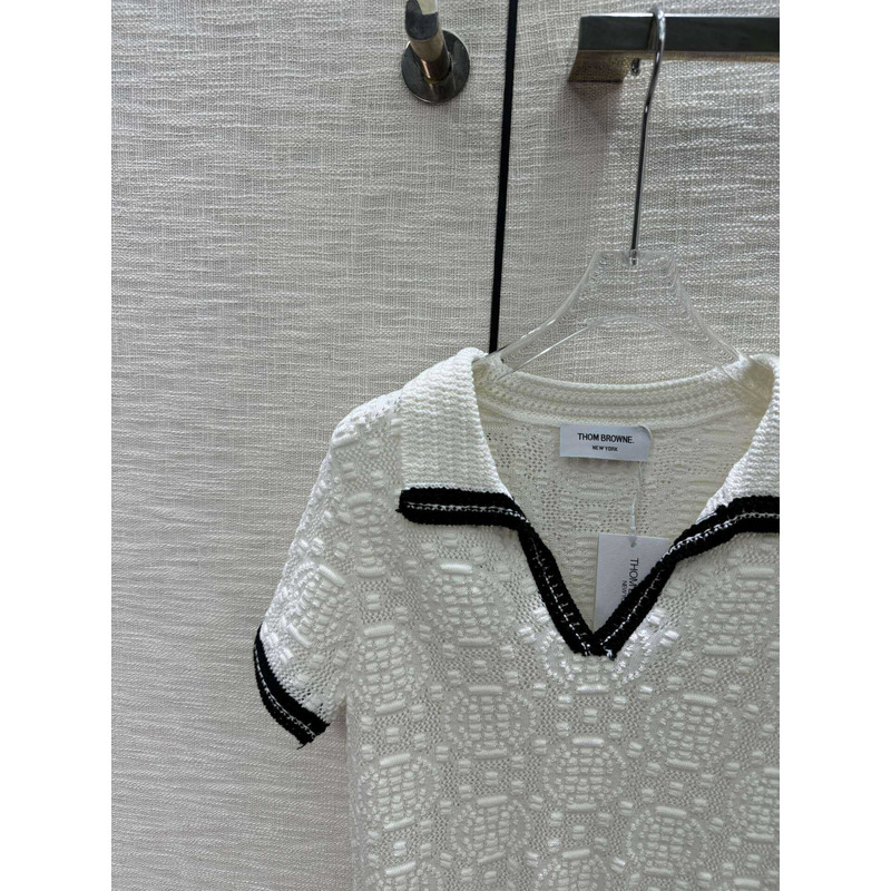 Thom Browne Woven Mesh Cotton Shirt White