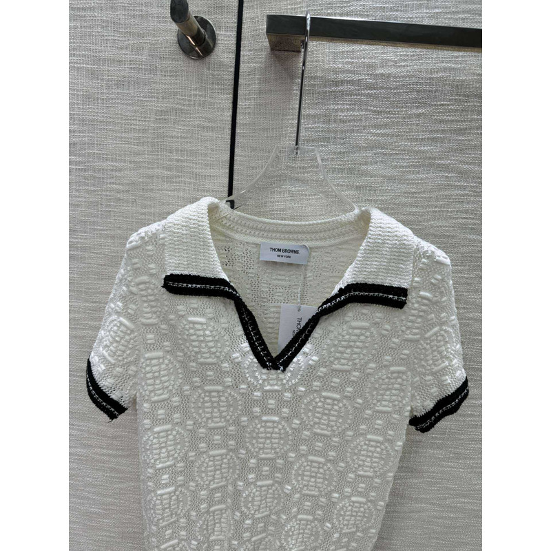 Thom Browne Woven Mesh Cotton Shirt White