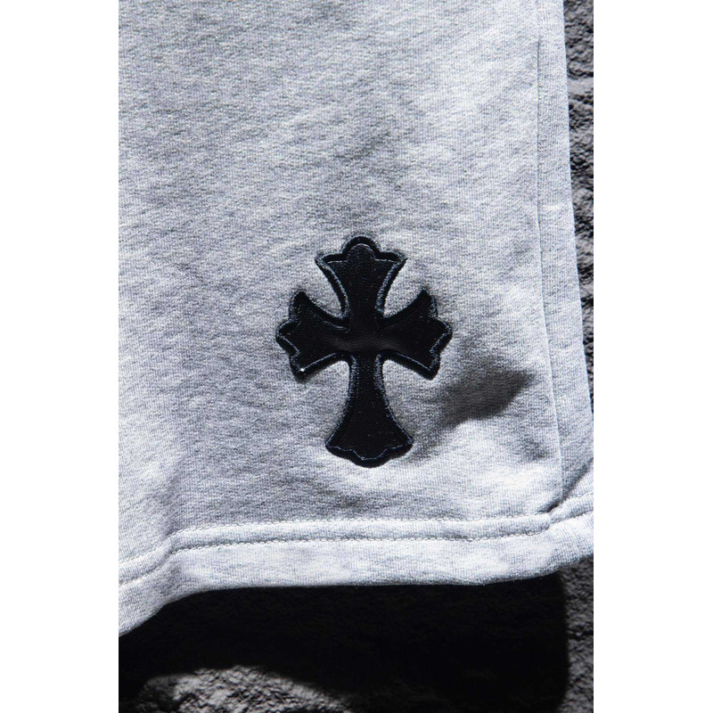Chrome Heart Embroidered Cotton Shorts Grey