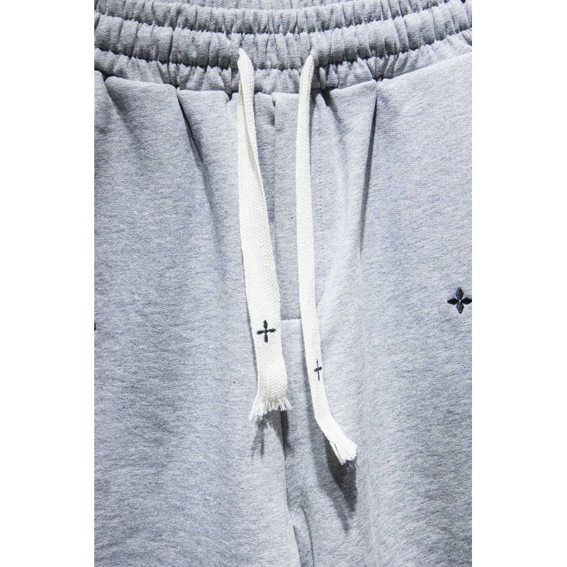 Chrome Heart Embroidered Cotton Shorts Grey