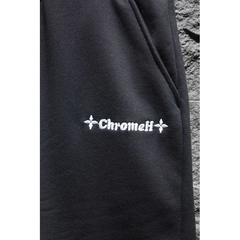 Chrome Heart Embroidered Cotton Shorts Black