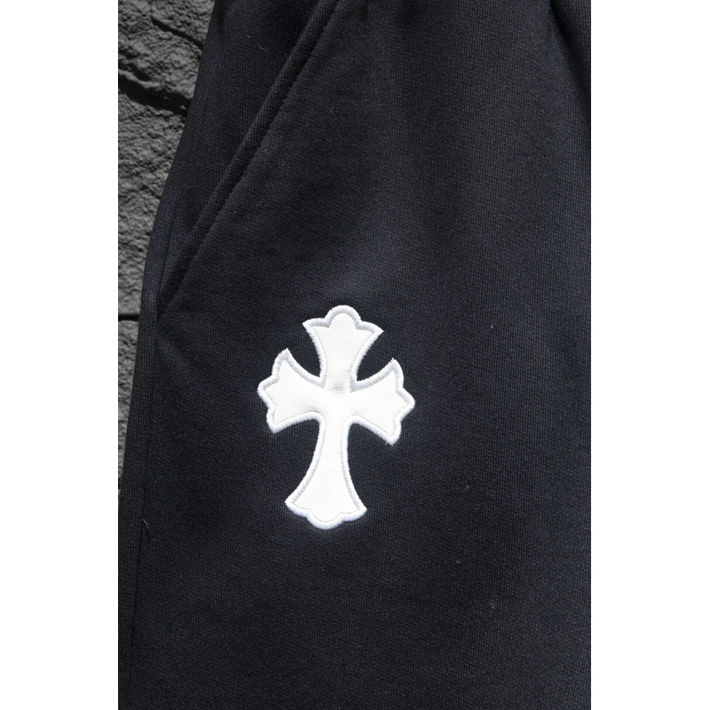 Chrome Heart Embroidered Cotton Shorts Black