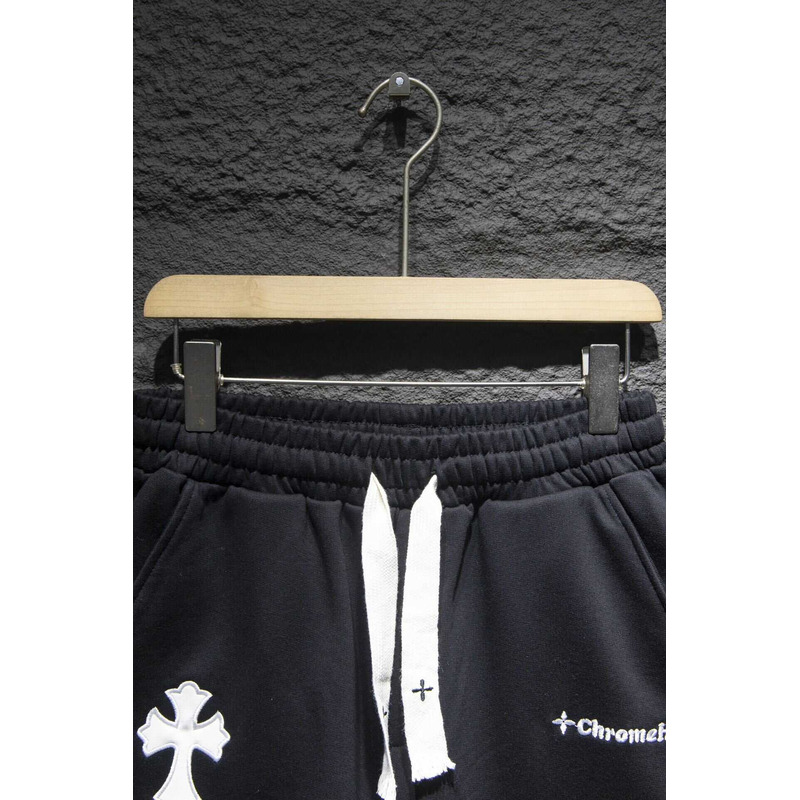 Chrome Heart Embroidered Cotton Shorts Black