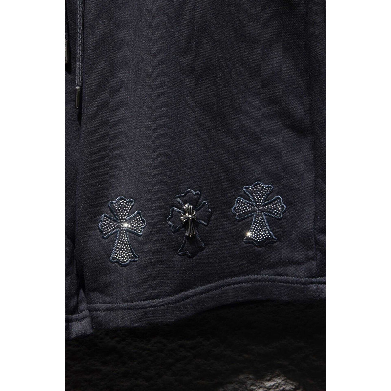Chrome Heart Embroidered Cotton Shorts Black