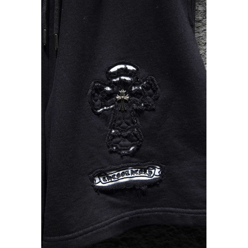 Chrome Heart  Embroidered Cotton Shorts Black